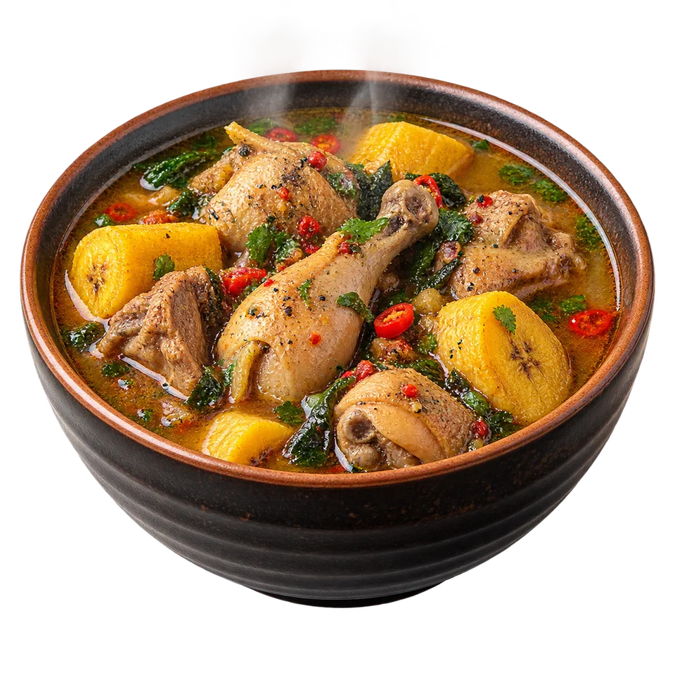 Chicken Pepper Soup with Plantain or Sweet Potatoes